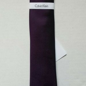 Calvin Klein Tie Mens Silver Spun Solid Tie Plum